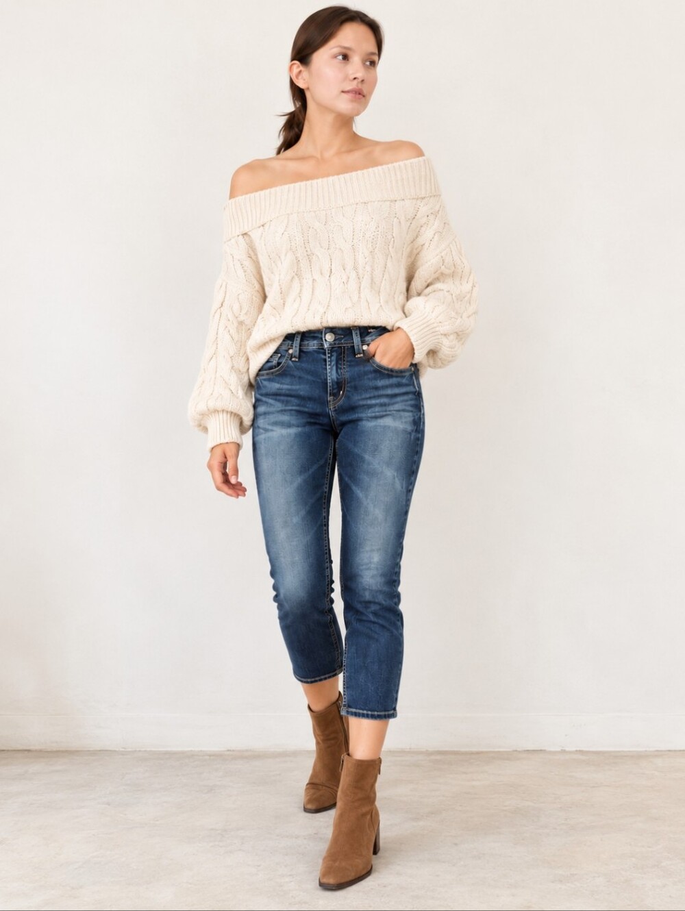 Silver Cropped Jeans "Aiko" Super Stretch Mid Capri Low Rise Y2K W27 L22